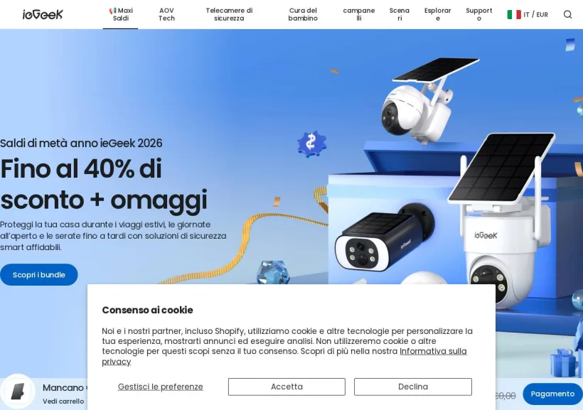 Schermata della pagina offerta di ieGeek