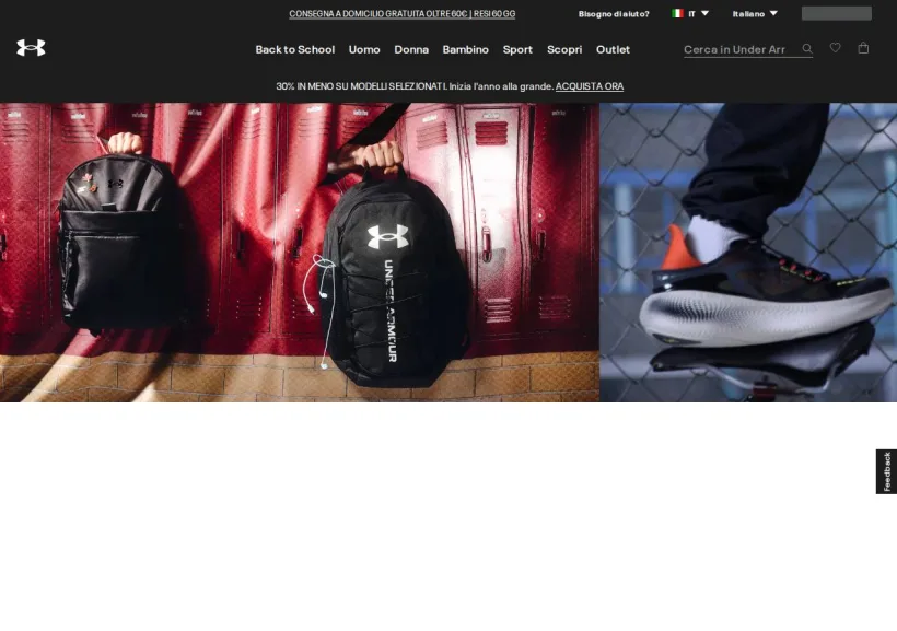 Schermata della pagina offerta di Under Armour