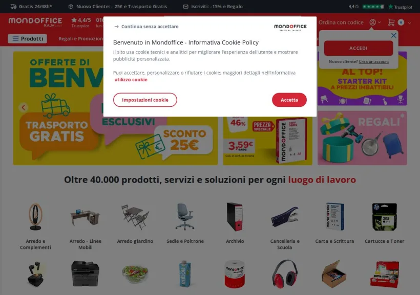 Schermata della pagina offerta di Mondoffice