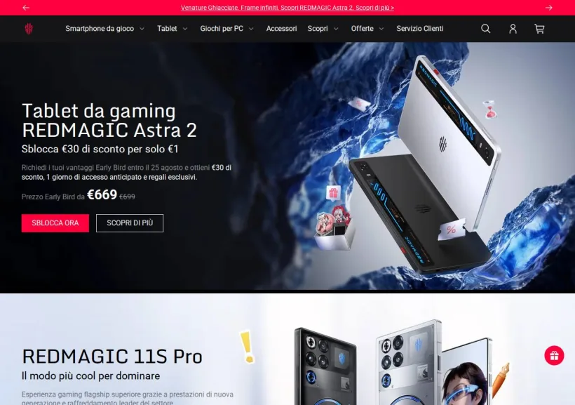 Schermata della pagina offerta di Redmagic