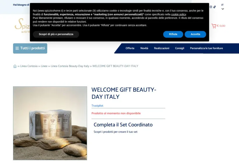 Schermata della pagina offerta di Spizzico Home