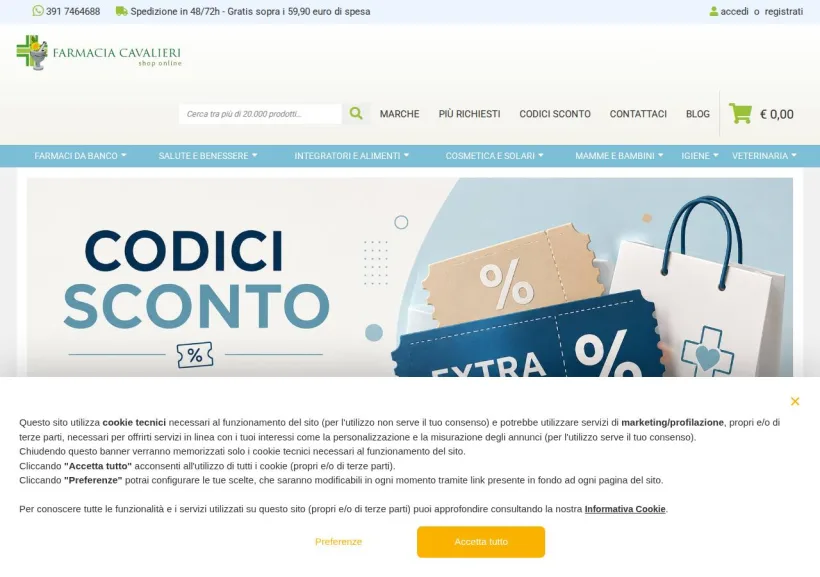 Schermata della pagina offerta di Farmacia Cavalieri 
