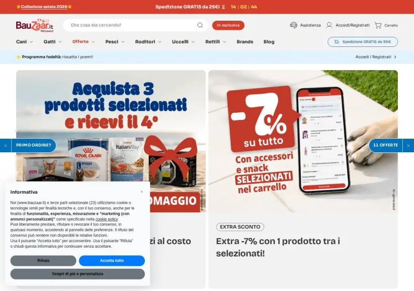 Schermata della pagina offerta di Bauzaar