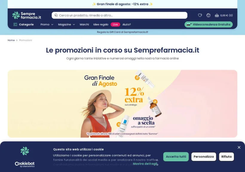 Schermata della pagina offerta di Semprefarmacia
