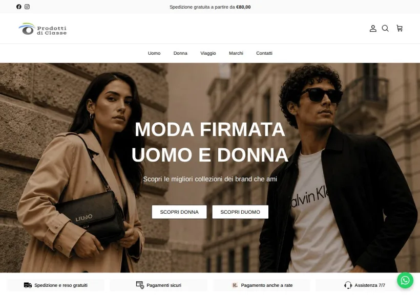 Schermata della pagina offerta di Prodotti di classe