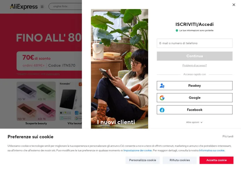 Schermata della pagina offerta di AliExpress