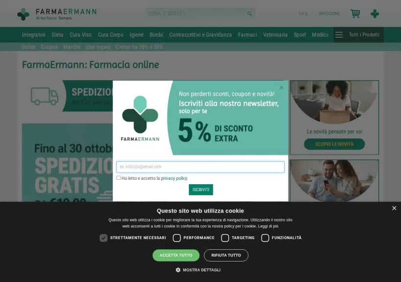Schermata della pagina offerta di FarmaErmann