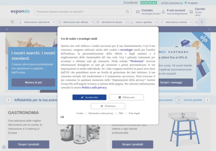Schermata della pagina offerta di Expondo
