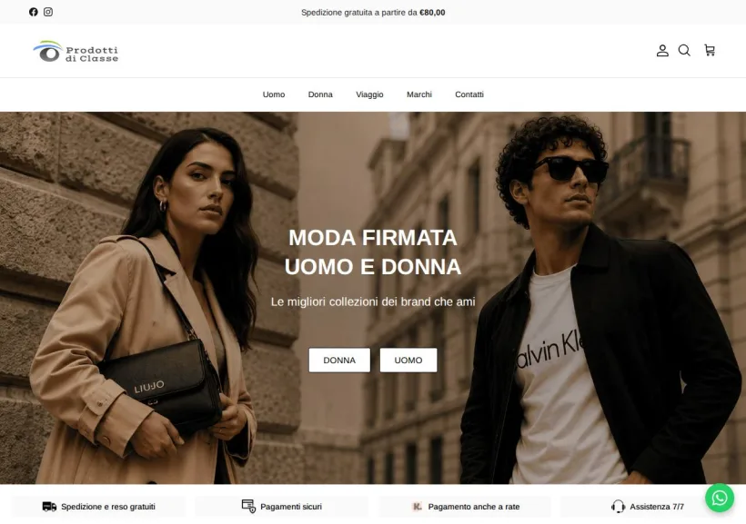 Schermata della pagina offerta di Prodotti di classe