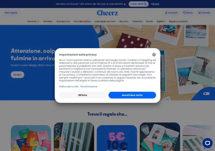 Schermata della pagina offerta di Cheerz