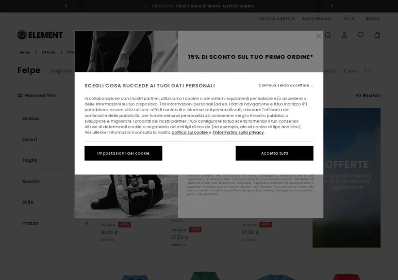 Schermata della pagina offerta di Element