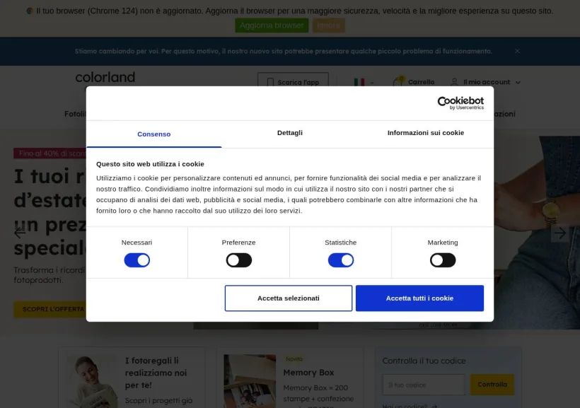 Schermata della pagina offerta di Colorland