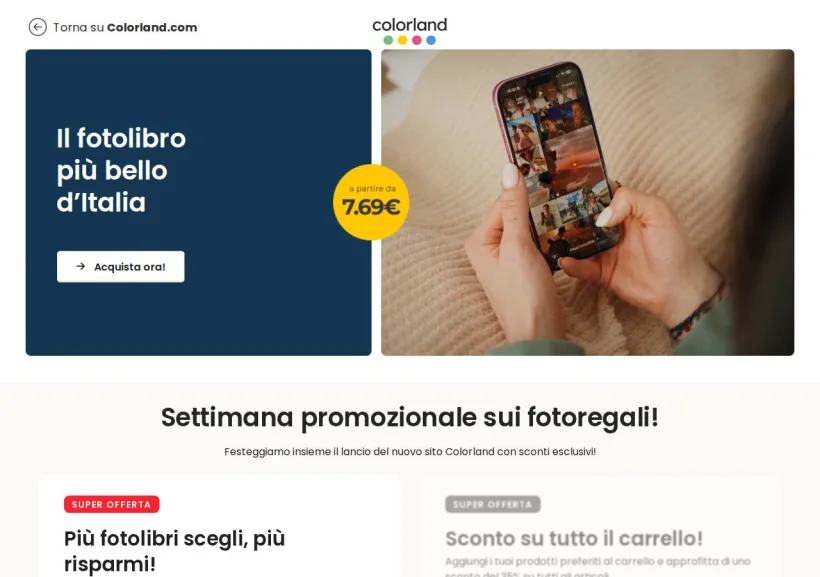 Schermata della pagina offerta di Colorland