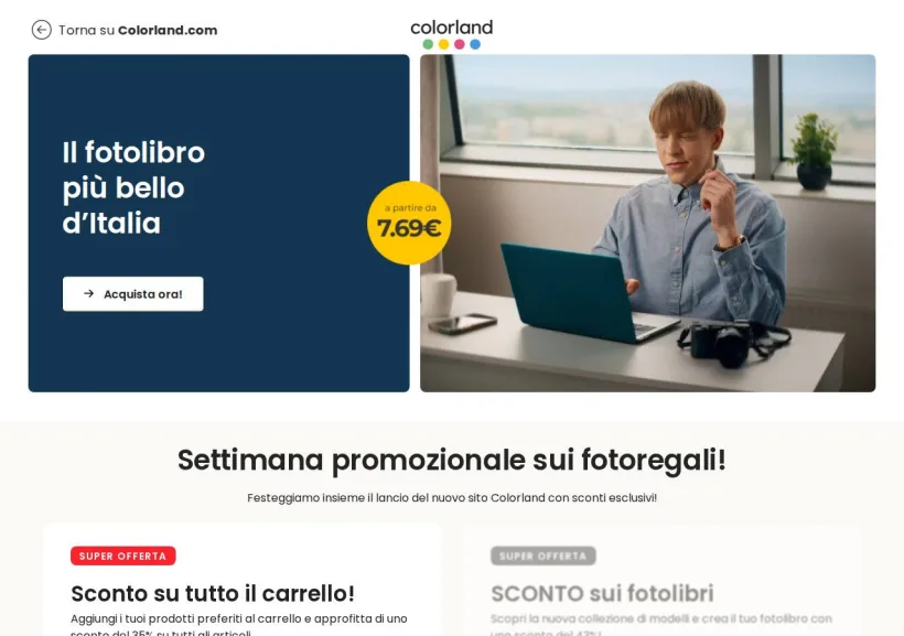 Schermata della pagina offerta di Colorland