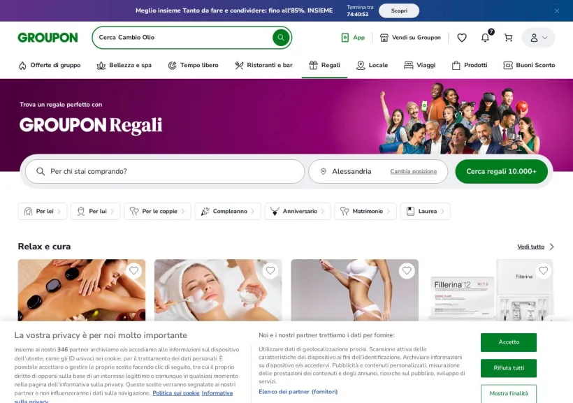 Schermata della pagina offerta di Groupon