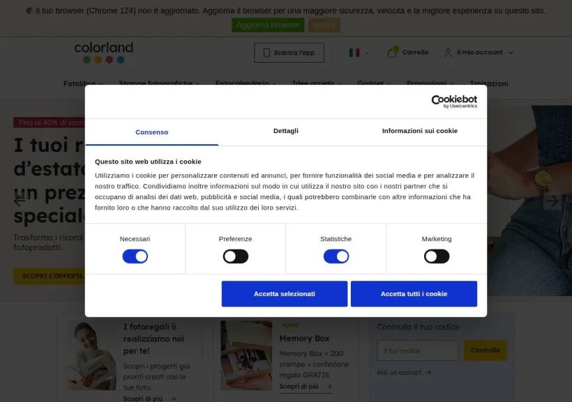 Schermata della pagina offerta di Colorland