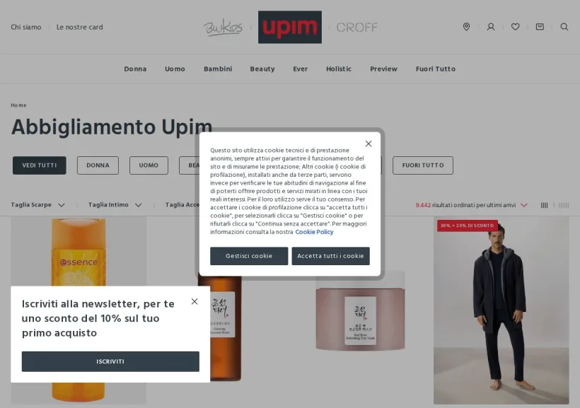 Schermata della pagina offerta di Upim