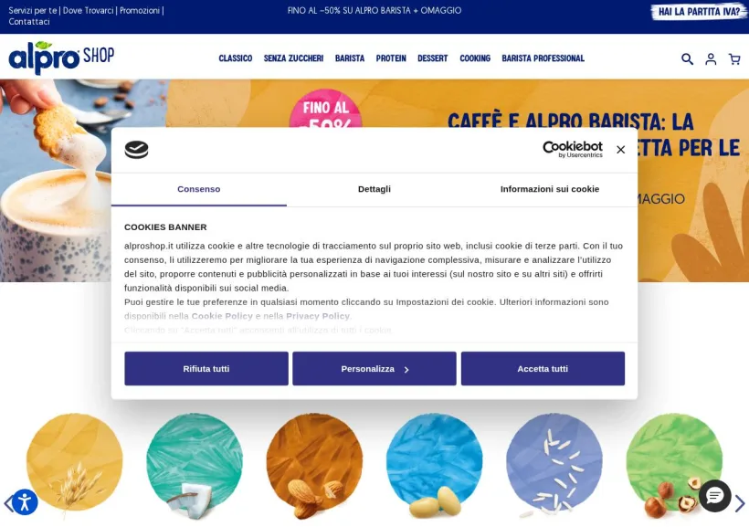 Schermata della pagina offerta di Alpro