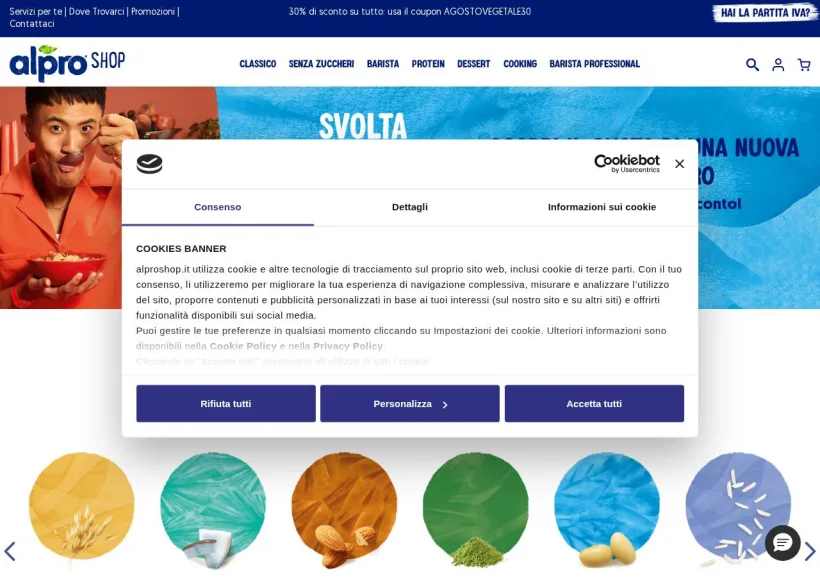 Schermata della pagina offerta di Alpro