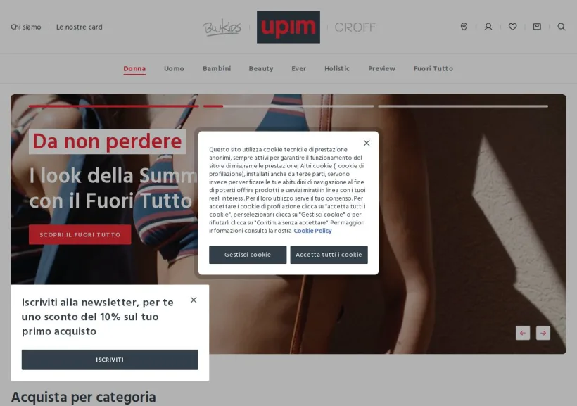 Schermata della pagina offerta di Upim