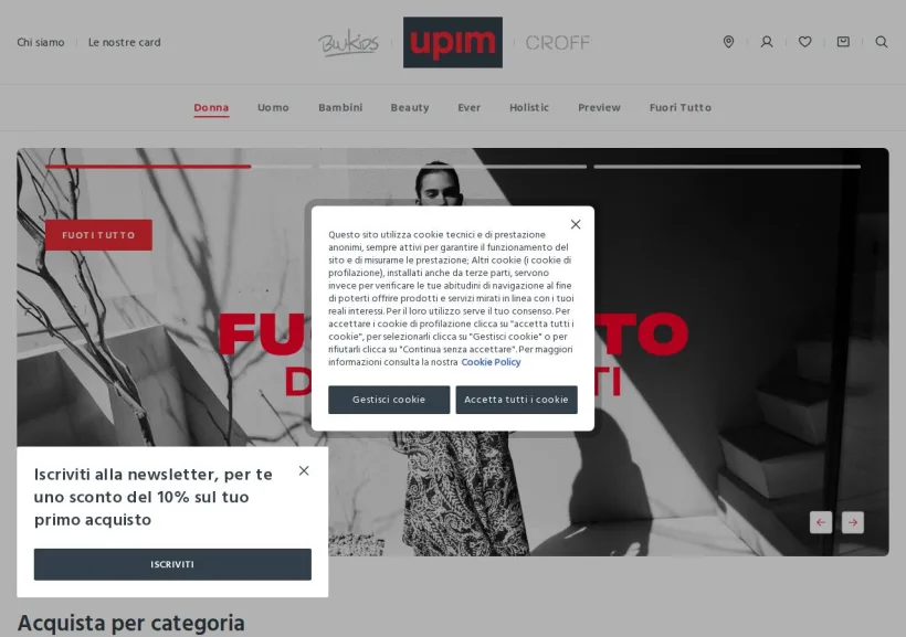 Schermata della pagina offerta di Upim