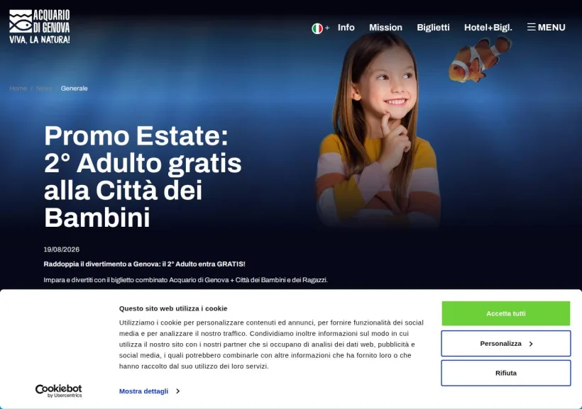 Schermata della pagina offerta di Acquario di Genova