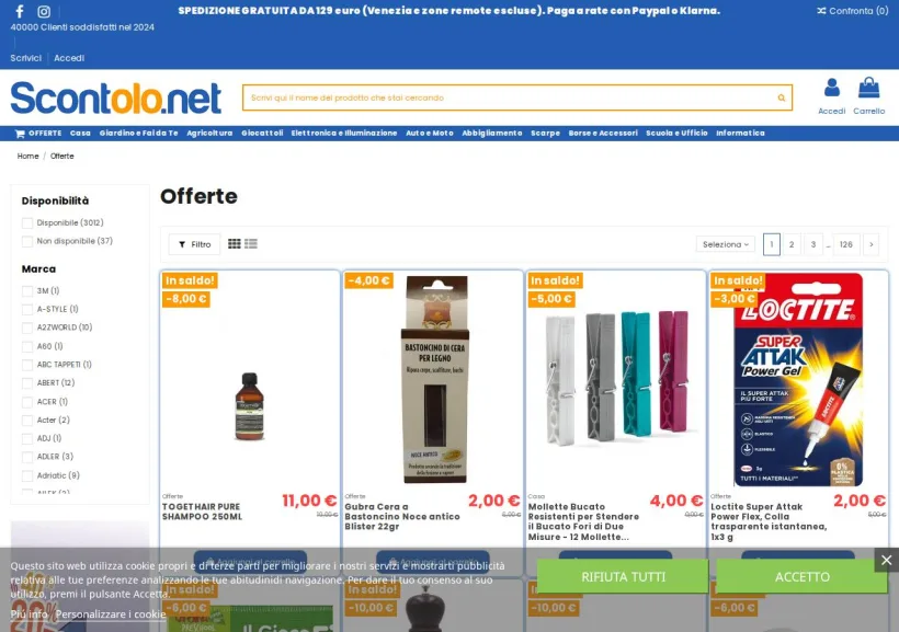 Schermata della pagina offerta di Scontolo