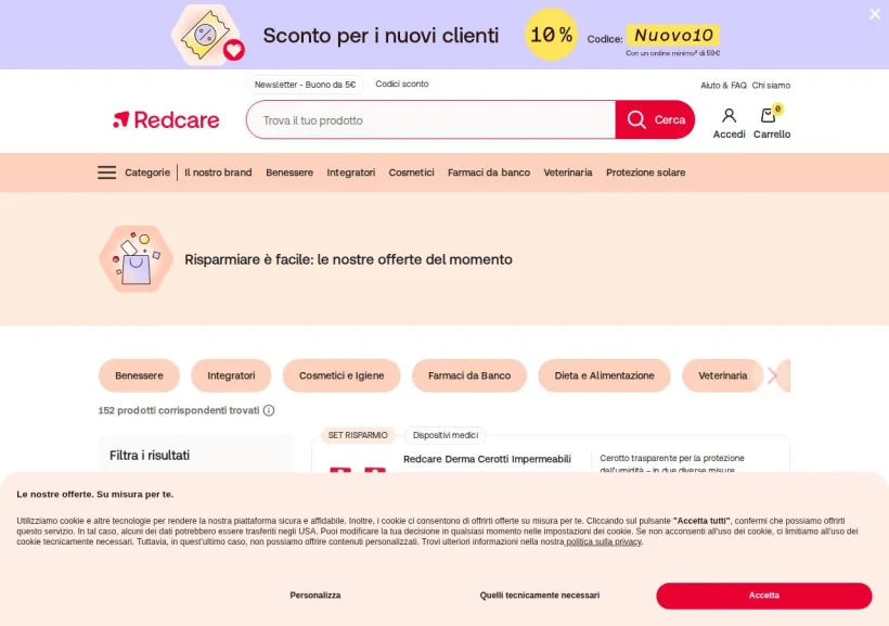 Schermata della pagina offerta di Shop Farmacia