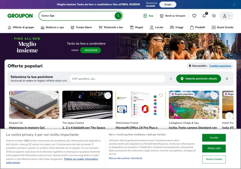 Schermata della pagina offerta di Groupon