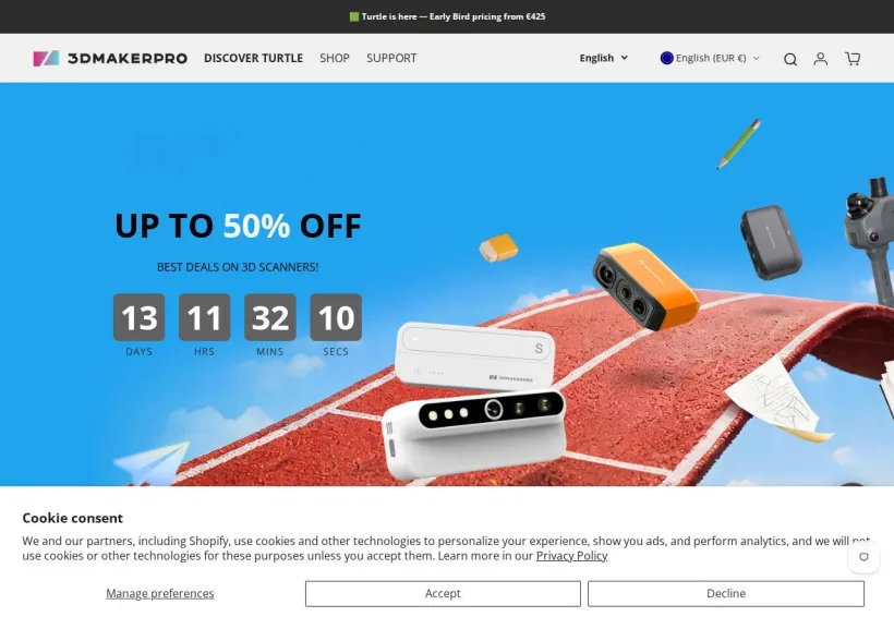 Schermata della pagina offerta di 3DMakerpro