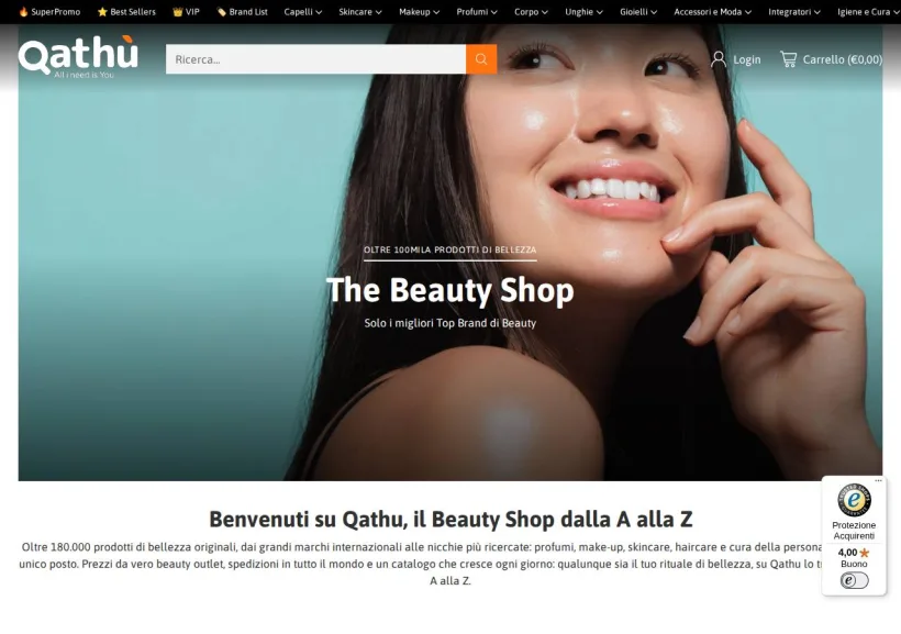 Schermata della pagina offerta di Qathu