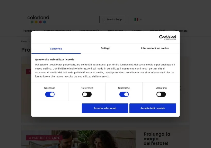 Schermata della pagina offerta di Colorland