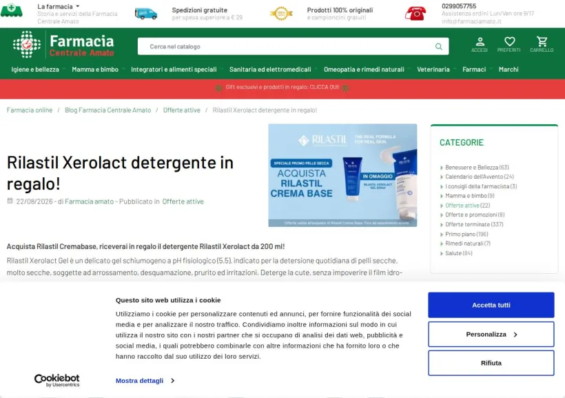 Schermata della pagina offerta di Farmacia Amato
