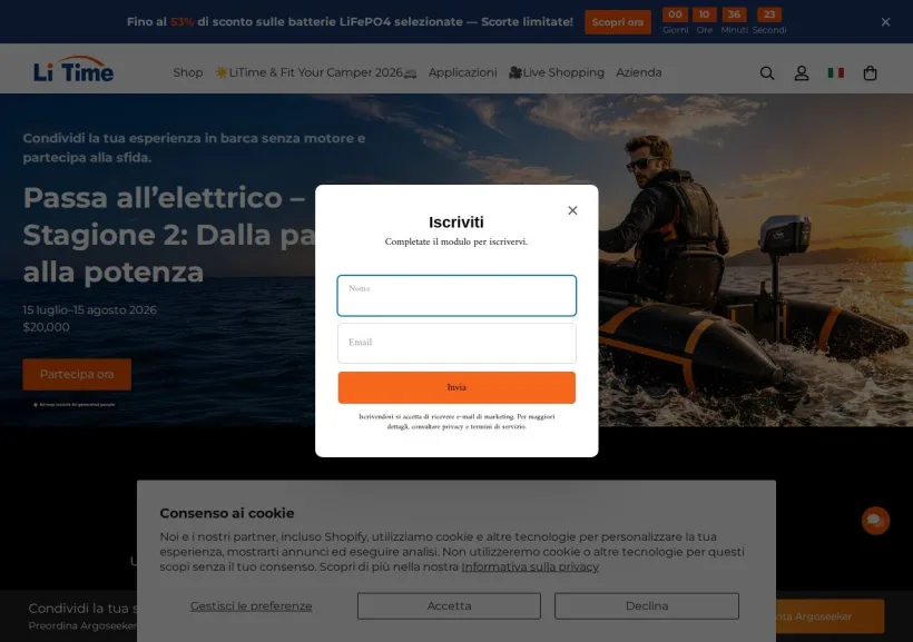 Schermata della pagina offerta di LiTime