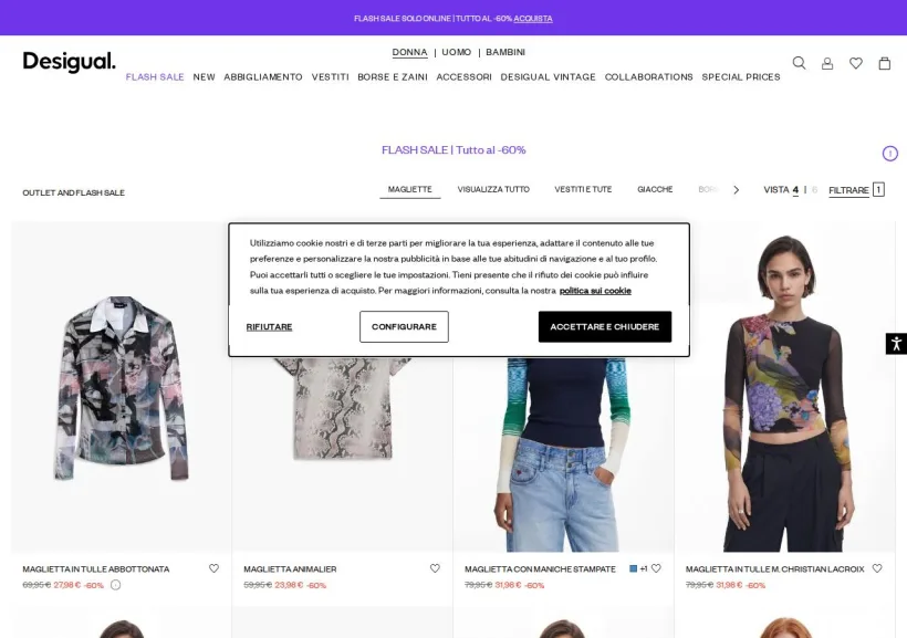 Schermata della pagina offerta di Desigual
