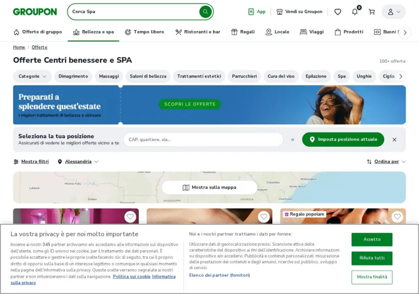 Schermata della pagina offerta di Groupon