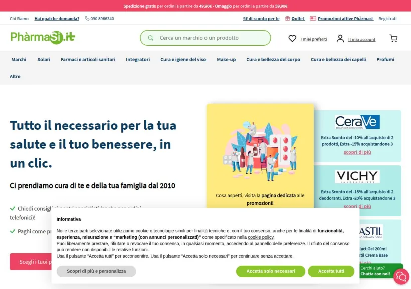 Schermata della pagina offerta di Pharmasi
