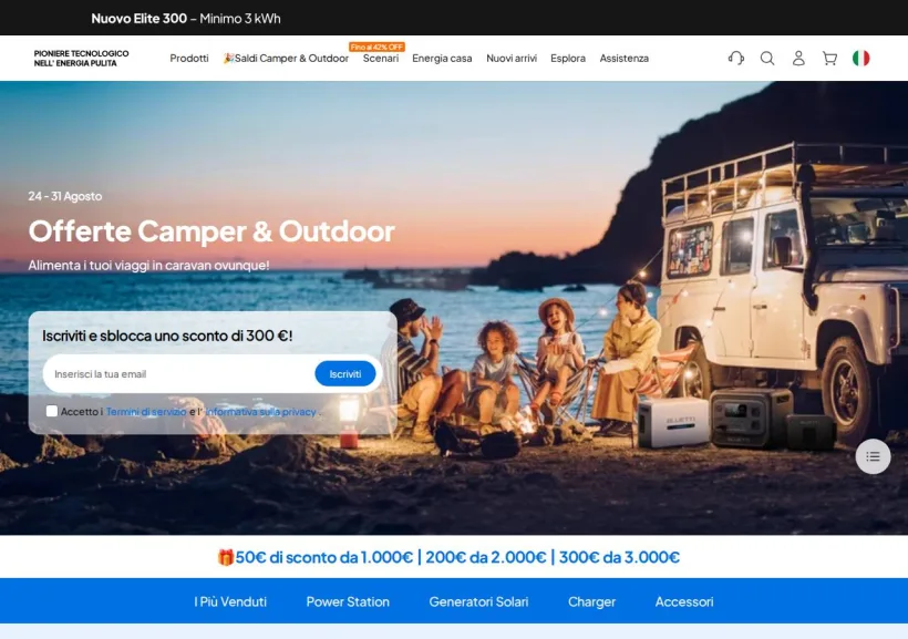 Schermata della pagina offerta di Bluetti