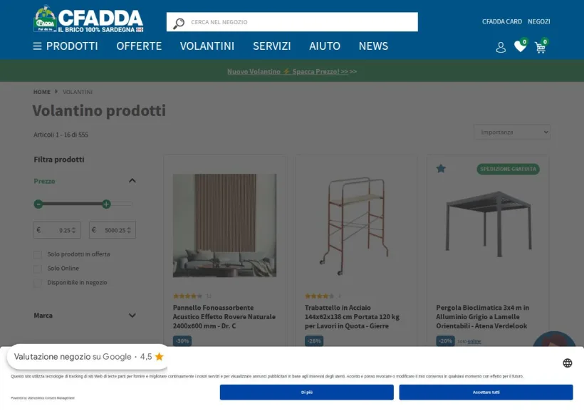 Schermata della pagina offerta di CFadda