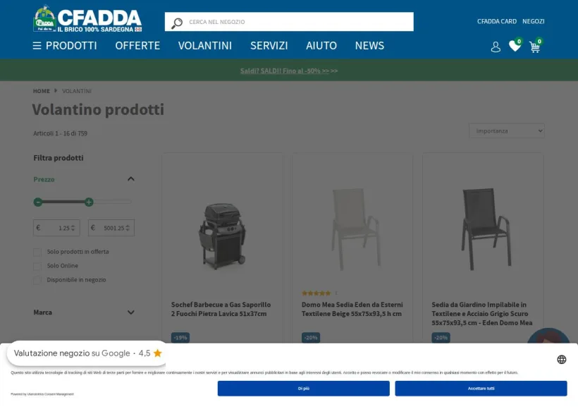 Schermata della pagina offerta di CFadda