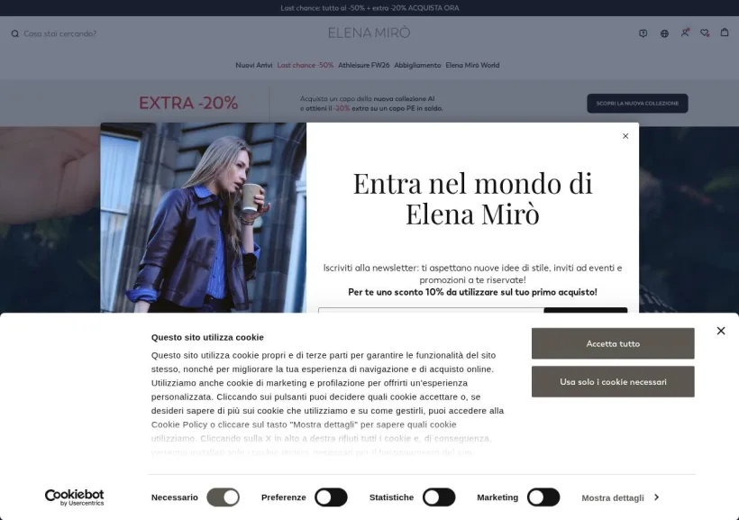 Schermata della pagina offerta di Elena Mirò 
