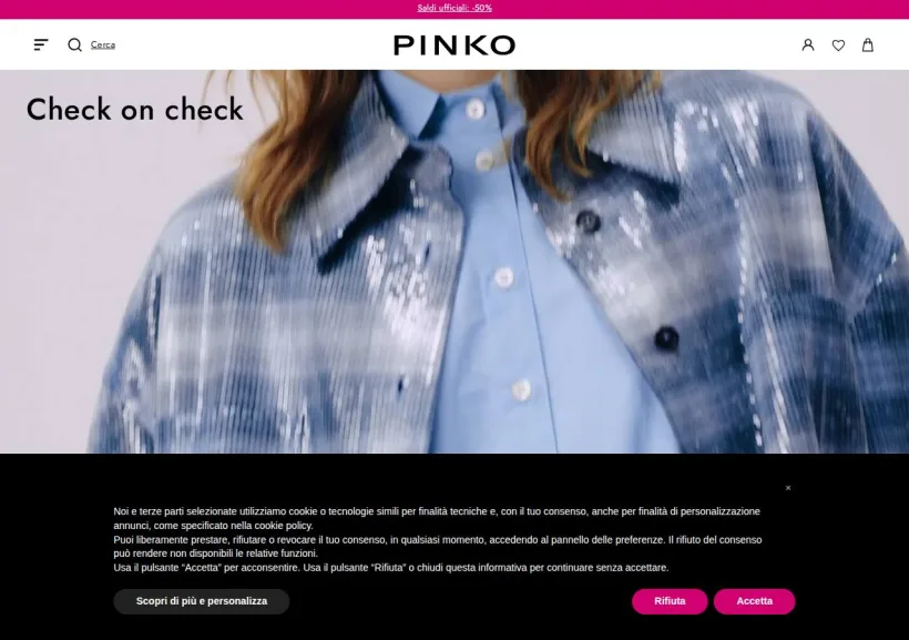 Schermata della pagina offerta di Pinko