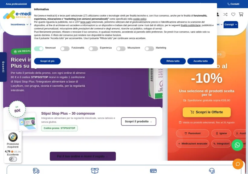 Schermata della pagina offerta di E-medical