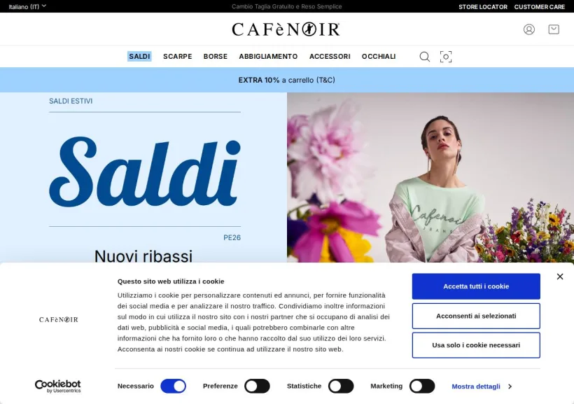 Schermata della pagina offerta di CafèNoir 