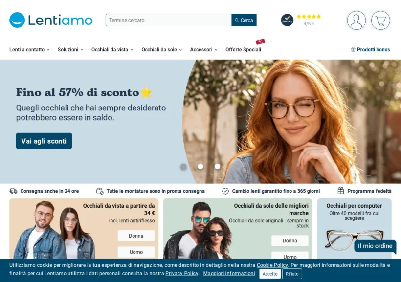 Schermata della pagina offerta di Lentiamo
