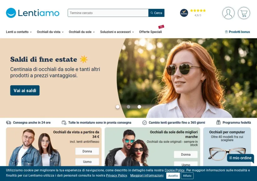 Schermata della pagina offerta di Lentiamo