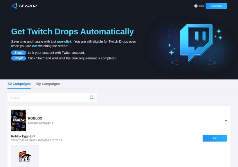 Schermata della pagina offerta di GearUP