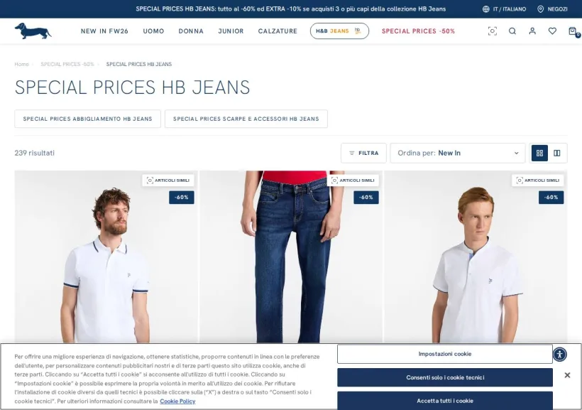 Schermata della pagina offerta di Harmont & Blaine