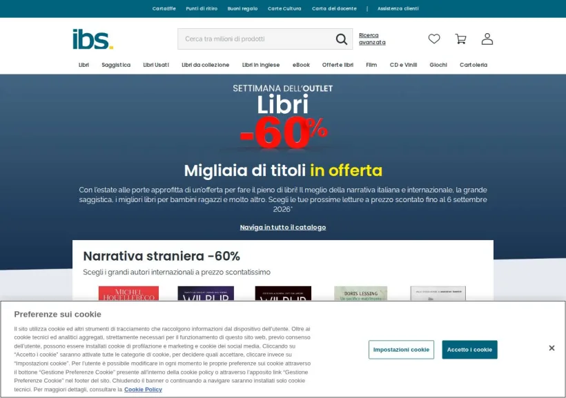 Schermata della pagina offerta di IBS