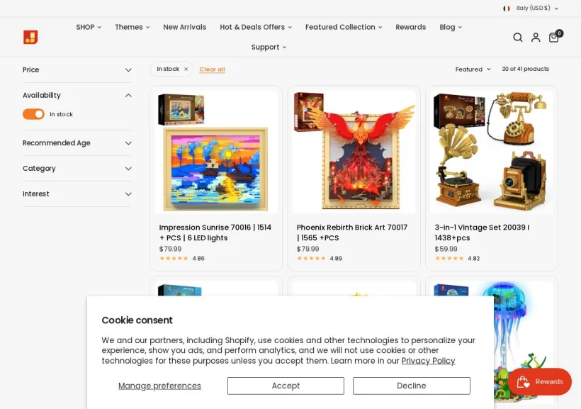 Schermata della pagina offerta di JMBricklayer